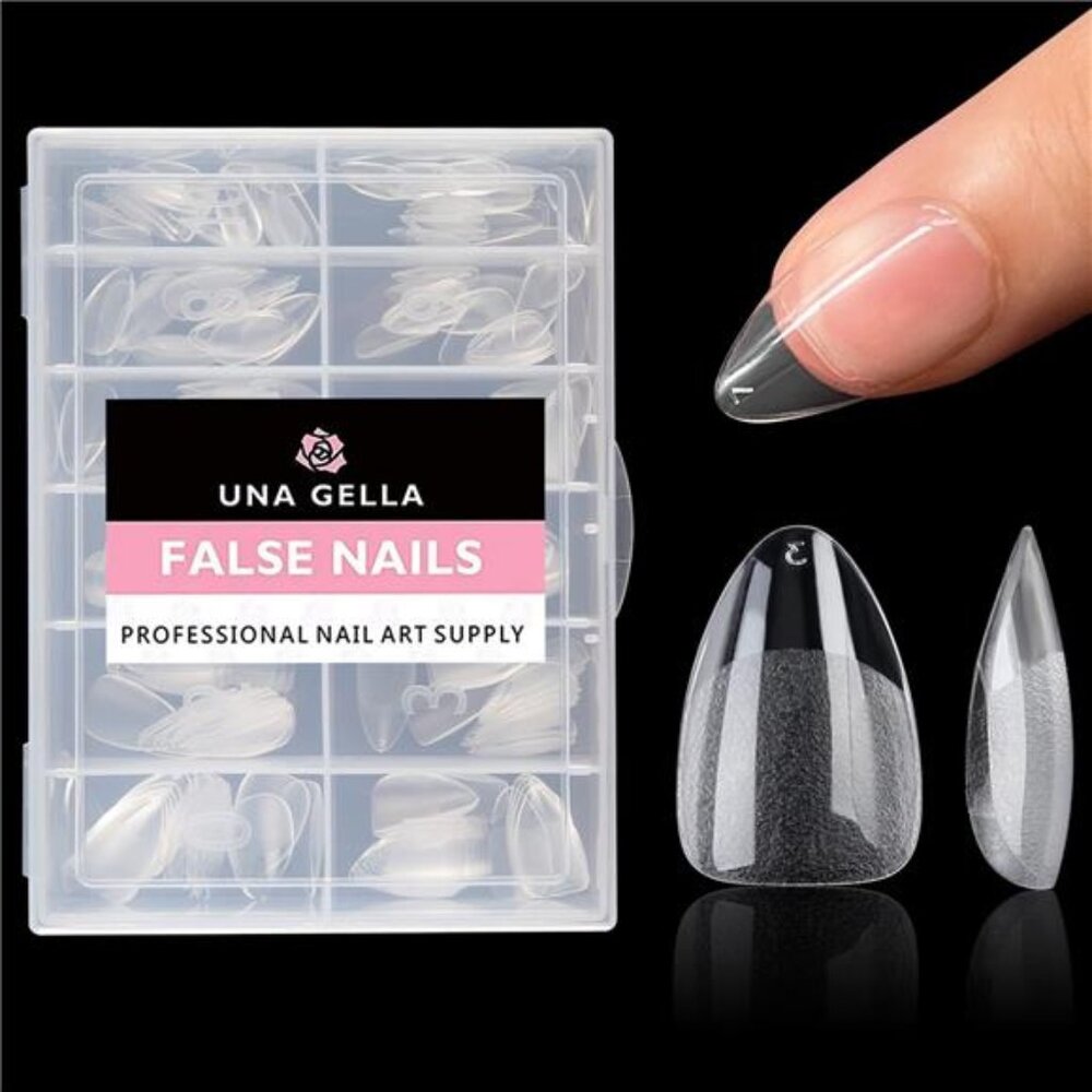 Short Almond Fake Nails 216pcs Pre-shape Gel Acrylic Nail Tips for Full Cover